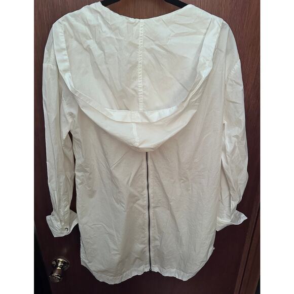 FREE PEOPLE WHITE COTTON LONG HOODED TUNIC W/ZIPPER BACK; SIZE S - Picture 2 of 3